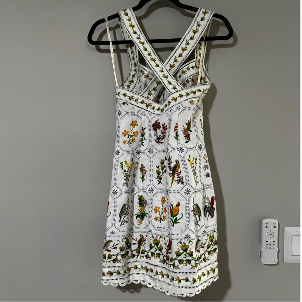 Farm Rio Tropical Porcelain Linen Mini Dress Size XS - Picture 6 of 8